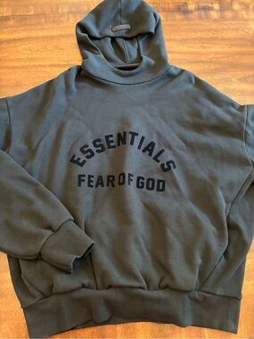 Fear Of God Essentials Hoodie Men’s Medium Jet Black Sweatshirt